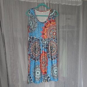 Colorful Mandala Print Sleeveless Dress